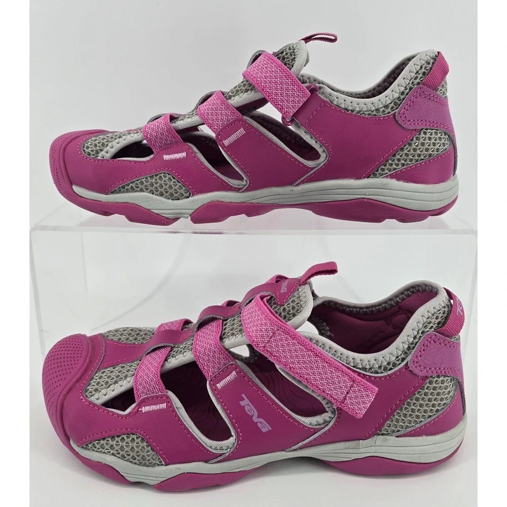 Teva Jansen Women's Water Shoes Sz 5 Sandal Pink Gray Leather Beach Hiking Girls